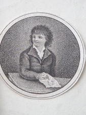 Ecole FRANCAISE XVIII GRAVURE MINIATURE PORTRAIT JEUNE HOMME DESSIN DIRECTOIRE