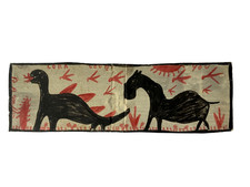 R.A. Miller art brut/outsider art Signé pièce ancienne 57x17cm