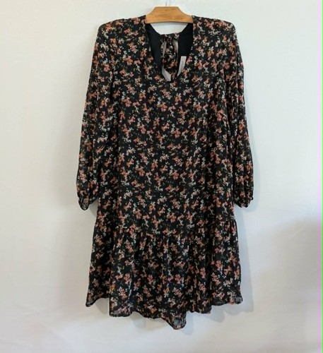 Robe noire fleurs polyester - fleurs,