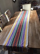 Chemin De Table 225 x 48 Artisanal  Fait Main Sur Métier À Tisser Laine Coton