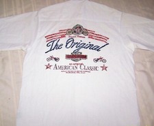 HOMME Harley Davidson Boutonné Blanc Noir Lettrage Chemise Taille M