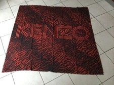 Très grande étole KENZO PARIS zebrée rouge/noir comme neuve mohair/lin