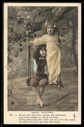 Carte postale deux - carte, enfants