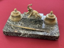 Encrier Plumier Bronze Socle