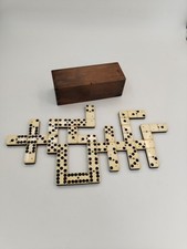Grand Jeu De Dominos Ancien Double 6 Six Riveté Os Ébène 3 Rivets Jeux Domino