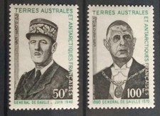 Série 2 Timbres TAAF Terres Australes Général De Gaulle N° 46 À 47 Neuf** 1972