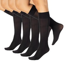 4 Paires Mi-Bas Au Genou Opaque Chaussettes Hautes En Microfibre | Noir Bleu ...