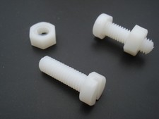 Vis Nylon tete cylindrique plate fendue M5x50mm + son écrou (lot de 10 pièces)