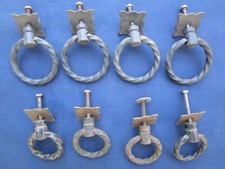 8 (4+4) anneaux torsadés poignées rosaces fer occasion année 70 meuble tiroirs 