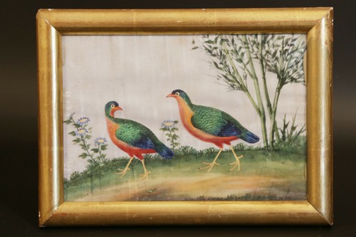 Peinture sur soie perdrix - peinture,