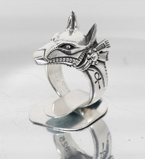 Anubis Loup Bague 925 Argent