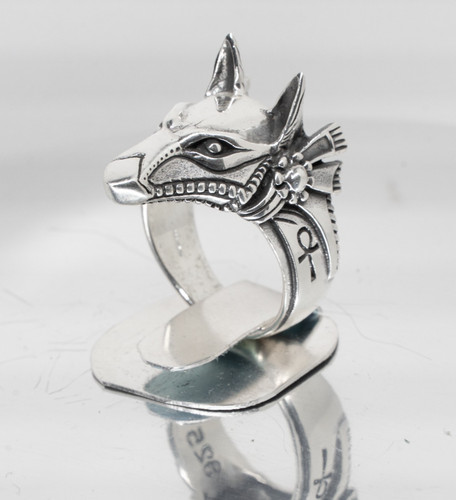 Anubis loup bague 925 argent - loup,