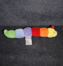 Peluche GUND BABY Chenille Multicolore Vert Jaune Rouge Hochet Grelot 21 Cm TTBE