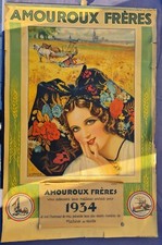 ANCIEN CALENDRIER AFFICHE DE 1934 AMOUROUX FRERES AGRICOLE