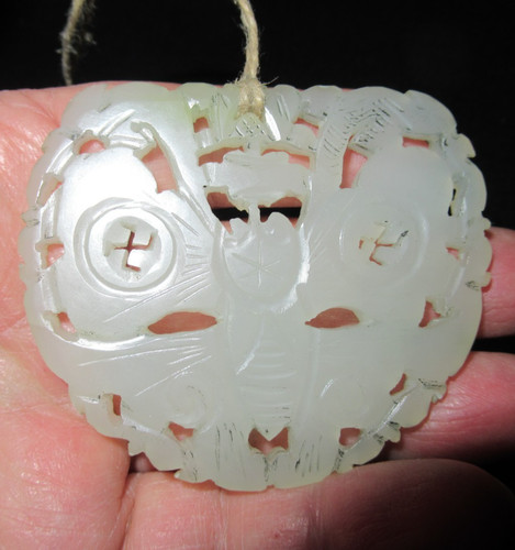 Ancien pendentif jade decor - ancien,
