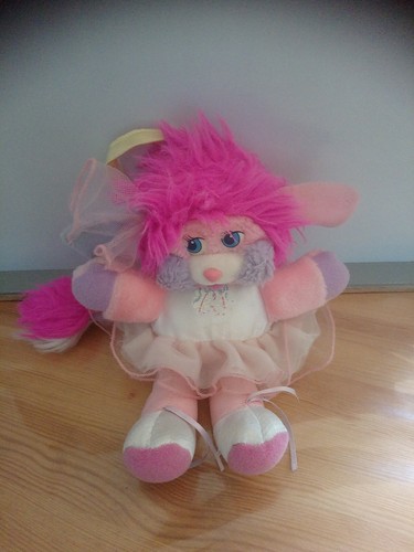 Peluche popples rose blanc - peluche,
