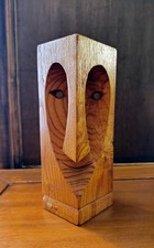 Sculpture visage bois - sculpture, en