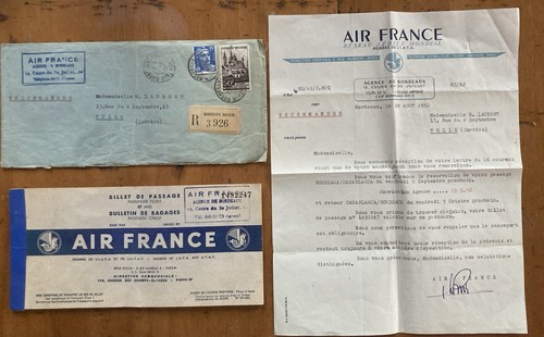 Billet avion ancien 1952 air - billet,