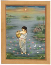 Femme Avec Eau Pot En Rivière