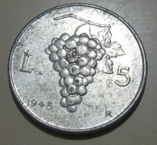 5 LIRE "UVA" Ancien Type -