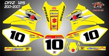 stickers graphiques laminés suzuki drz125 motocross mx 125 jaune 01-07