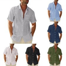 T-shirt de plage décontracté homme été Guayabera Cu-ban manches courtes robe