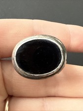 Ancienne Bague En Argent Massif 925 Jonc Alliance Anneaux Créateur tank onyx