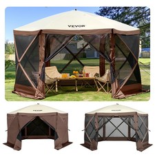 VEVOR Tente Auvent Abri Pare-Soleil Camping Gazebo Pop-up 6 Côtés 3,66 x 3,66 m