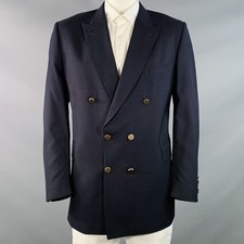 GIEVES & HAWKES Taille 46 Standard Marine Sergé Laine Deux Boutonnière Sport
