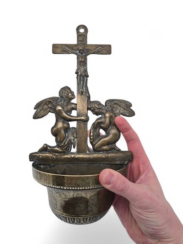 Ancien bénitier bronze - ancien,