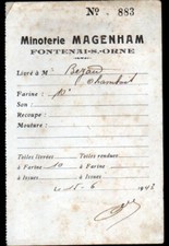 FONTENAI-sur-ORNE (61) MOULIN / FARINE "MINOTERIE MAGENHAM" Facture en 1943