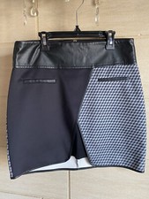 Jupe Miss captain Tortue Noir Simili Cuir Asymétrique T 36 Rock Géométrique