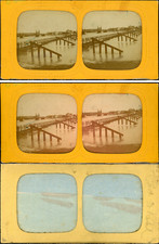 Stéréo, pont flottant à identifier vintage stéréo card tissue, carte jour et nui