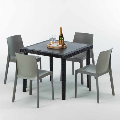 Table carrée noire 90x90cm - table,