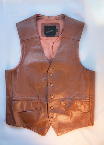 Vintage jcpenney leather vest - leather,