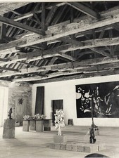 Rare photo noir & blanc originale Gisèle Freund exposition sculpture moderne