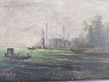 HUILE SUR BOIS "Venise" SIGNÉE ALAIN BONNAUD, FIN 18è (ARTISTE COTÉ AKOUN)