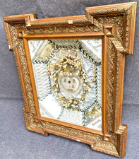 Large antique german or french wedding frame 1912 globe de mariee flowers