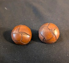2 Boutons anciens de collection en Cuir tressé 2.3 cm, marron foncé, artisanal