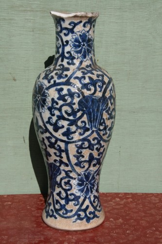 Vase céramique bleu blanc - vase,