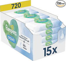 Pampers Harmonie Aqua, 720 Lingettes pour Bébé (15x48), Sans Platisque, Certifié