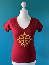 Tee Shirt Macarel ? Rouge Croix Occitane Jaune ? Taille M
