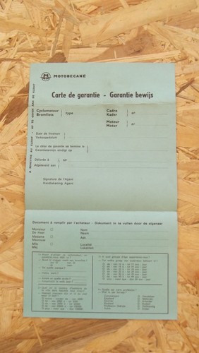 Carte garantie motobecane - de,