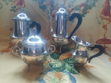 Ercuis Théière Cafetière Sucrier Pot à lait métal argenté début X Xe