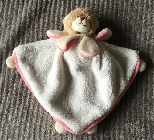 Doudou ours marron - rose, blanc