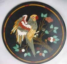 12 " Noir Marbre Coin Table Top Incrustation Marqueterie Handmade Décor Maison