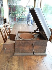 Gramophone Phonographe " La Voix De Son Maître " Coffre En Chêne + Aiguilles 