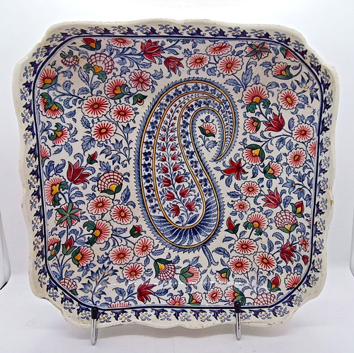 Ancien grand plat carré creux - plat,