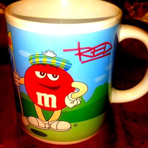Collectible mug red blue - m&m, mug~red/blue
