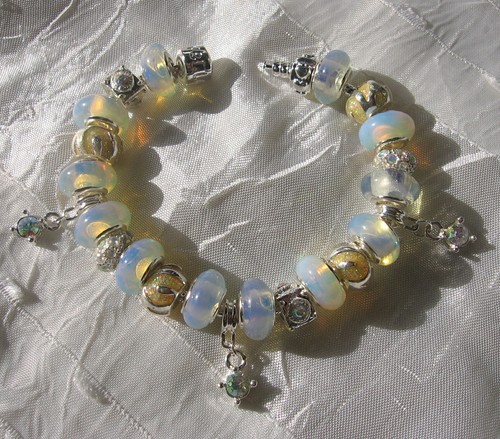 Bracelet 20cm perles blanches - perles,